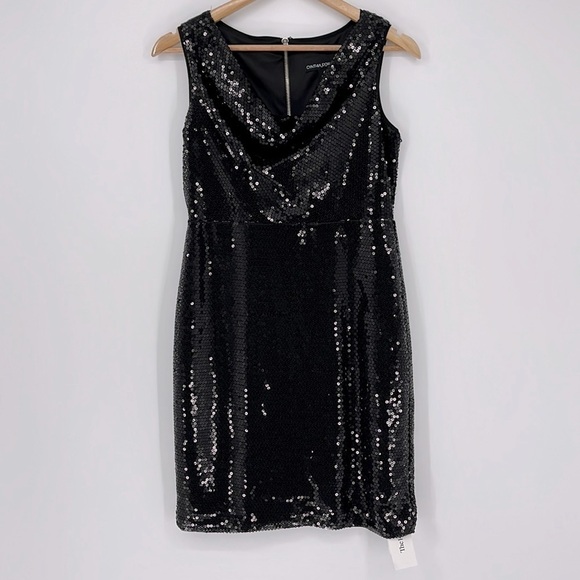 𝅺Cynthia Rowley Black Sleeveless Sequin Dress Lined Women’s Size 4 - Picture 1 of 10